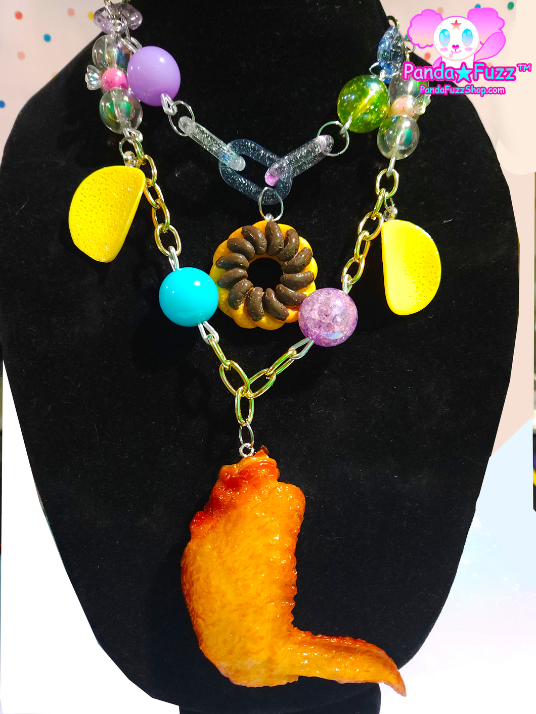 Chicken Wing Chips Donut Necklace
