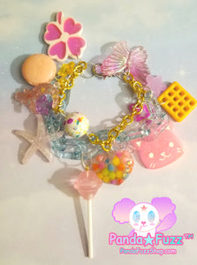 Lollipop Cat Heart Macaroon Sparkle Dangle Bracelet